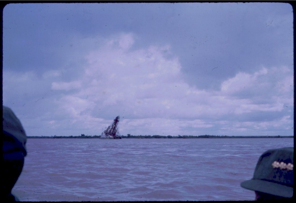 Sunken freighter in the Song Nha Be - 1966