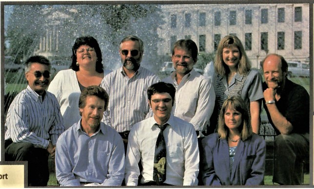 Data Warehouse Team 1997</br>(front row)Doug, Rob, Billy, Connie.</br>(backrow)Jacqui, Gary, Jerry, Alice, Warren</br>Info World 9/1997 selected the DW Project #8 in the nation for use of technology in government.